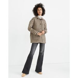 Madewell Plaid Shirt Jacket XS Wool Blend Cashmere Chore Coat Oversized Look